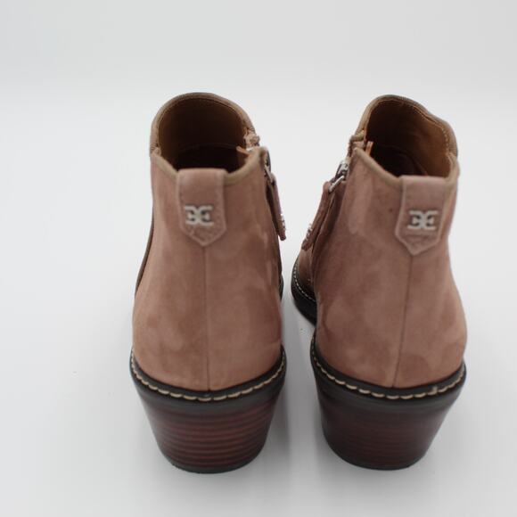 Sam Edelman Suede Boot Bootie Womens 7 Tan Zip Minimalist Western Boho Prairie - Picture 6 of 10